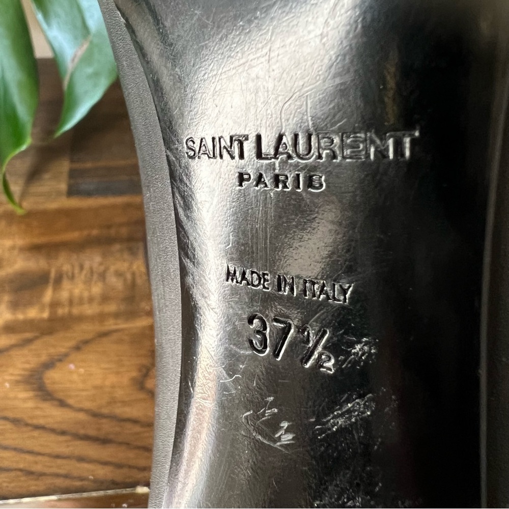 Saint Laurent Black Leather Pointed Toe Heels 37.5 $875 - Picture 12 of 17
